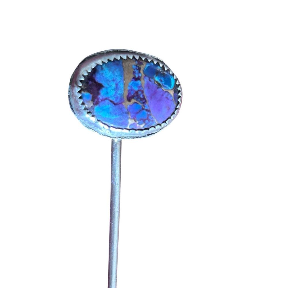 Purple Blue Mohave Turquoise And Sterling Silver Cowboy Toothpick Hat Pick New